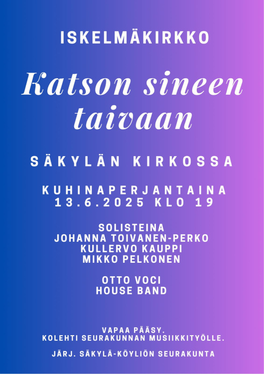 Violetilla pohjalla mainostekstiä